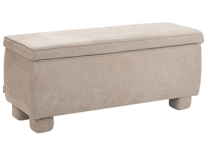 Storage Bench Beige Fabric Upholstery With Lift Top