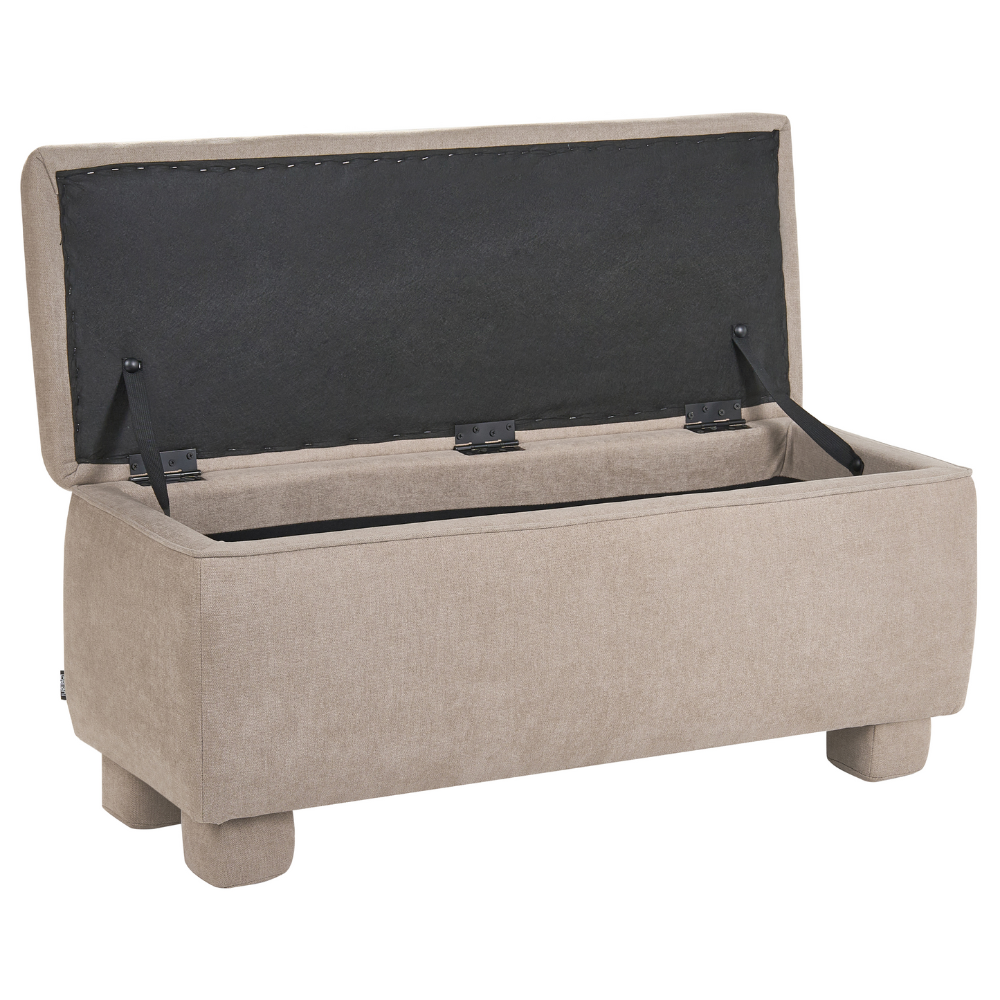 Storage Bench Beige Fabric Upholstery With Lift Top