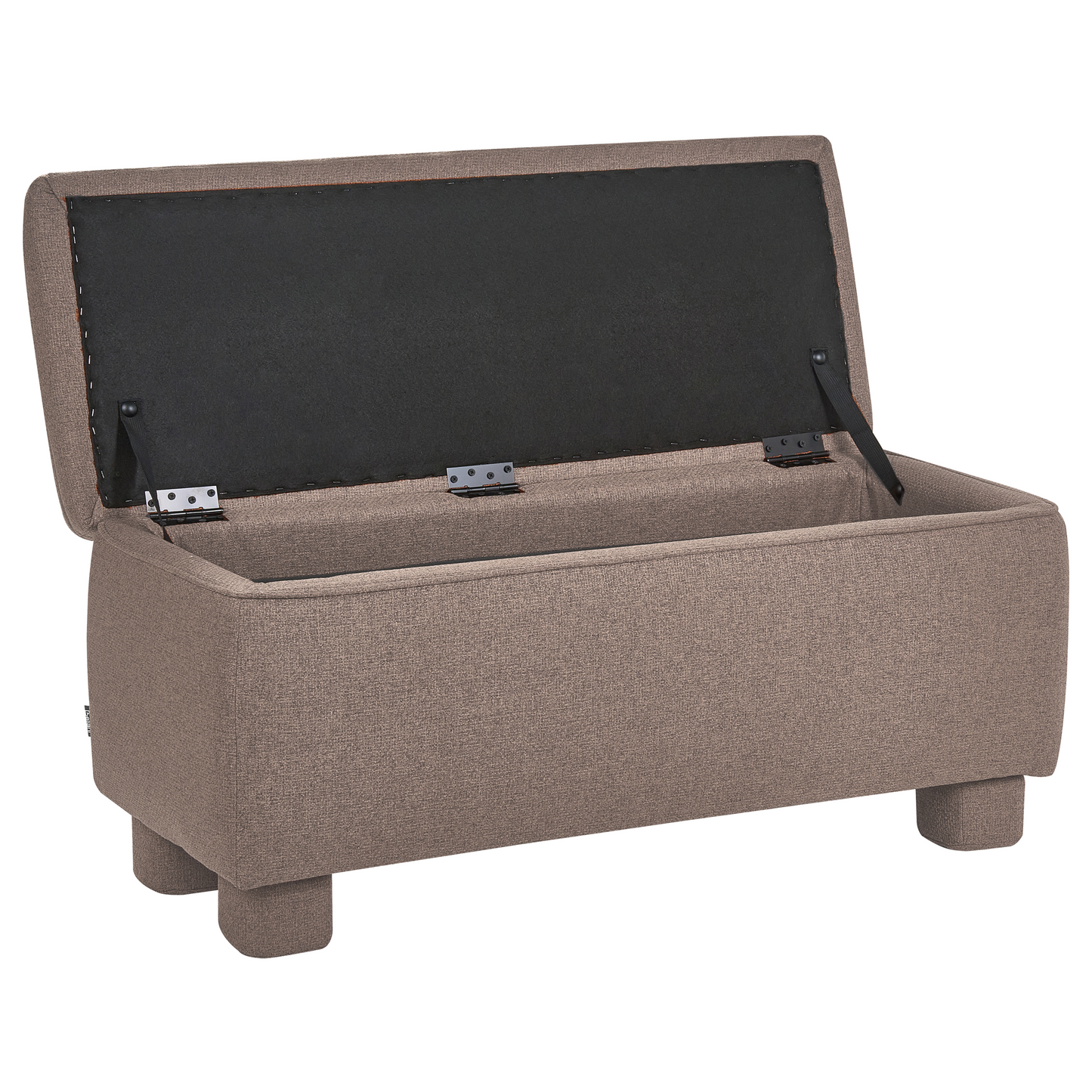 Taupe Storage Bench With Lift Up Top And Wooden Legs