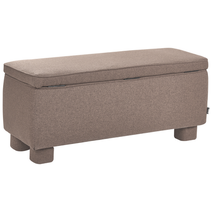 Taupe Storage Bench With Lift Up Top And Wooden Legs