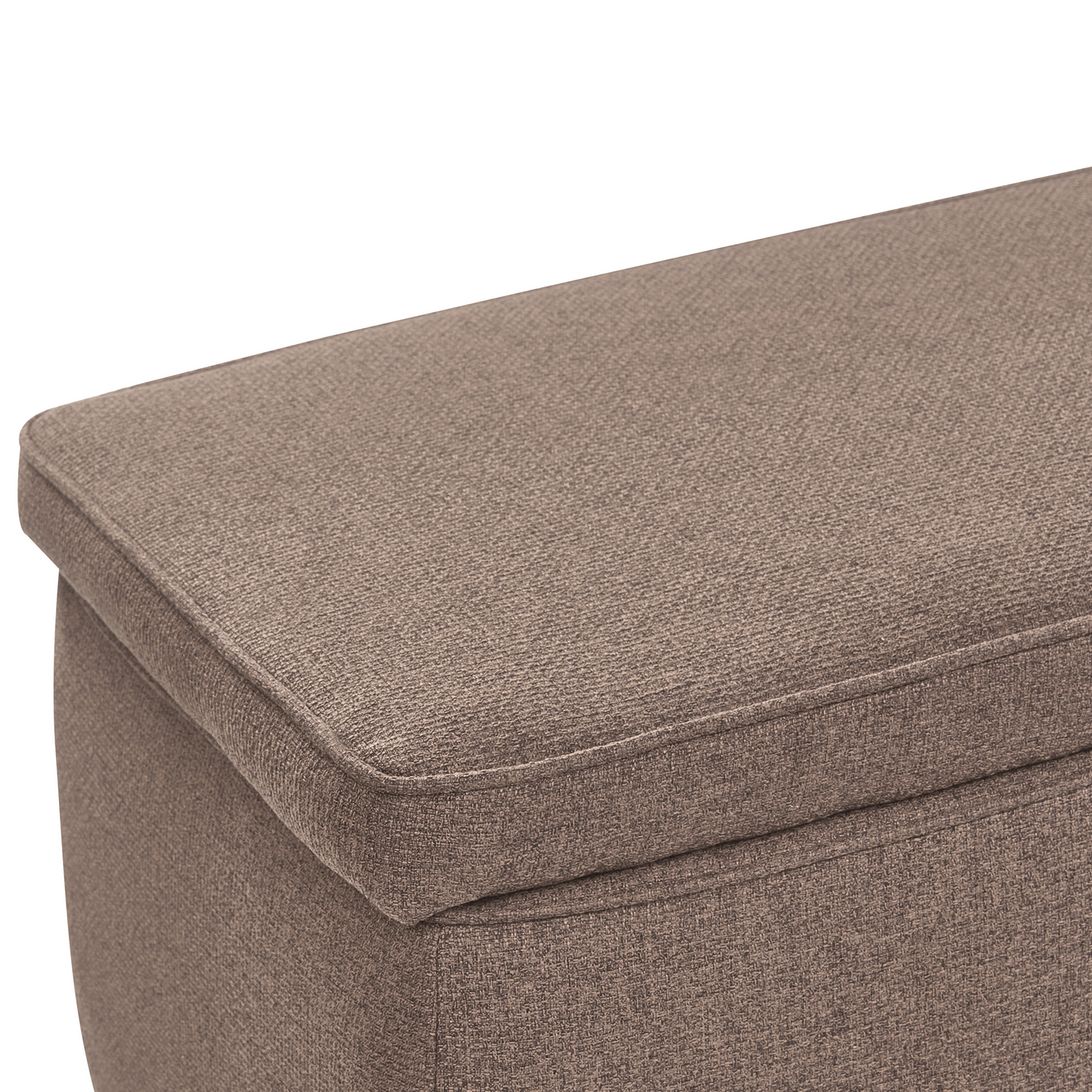Taupe Storage Bench With Lift Up Top And Wooden Legs