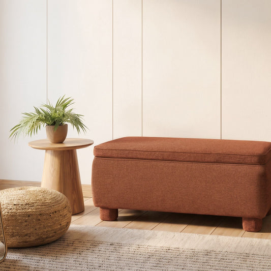 Storage Bench Lift Up Top Golden Brown Fabric Wooden Legs