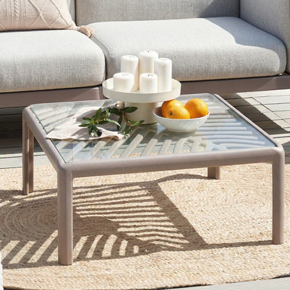 Taupe Coffee Table 69 x 69cm With Synthetic Frame Outdoor