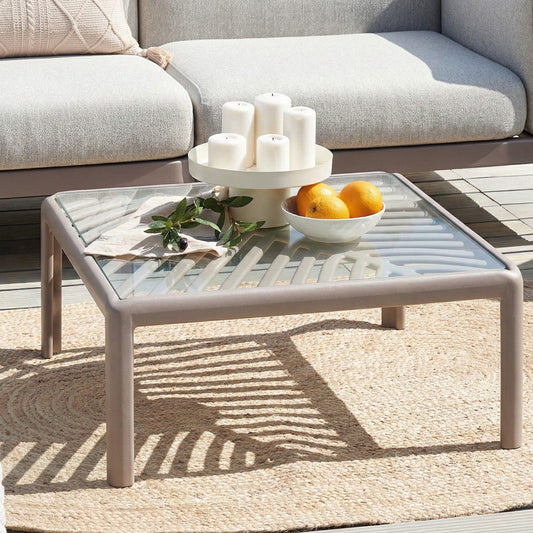 Taupe Coffee Table 69 x 69cm With Synthetic Frame Outdoor