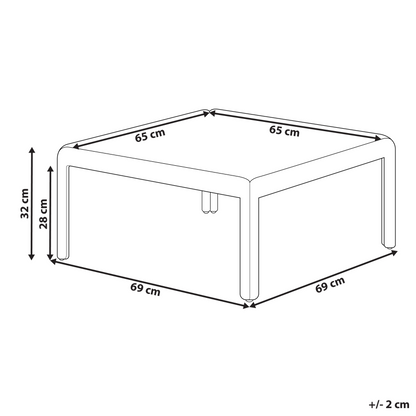Taupe Coffee Table 69 x 69cm With Synthetic Frame Outdoor