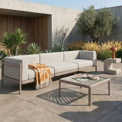 Garden Sofa Extension Module Taupe Armless Outdoor Cushions