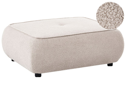 Beige Boucle Ottoman Square Footstool Mid Century Modern
