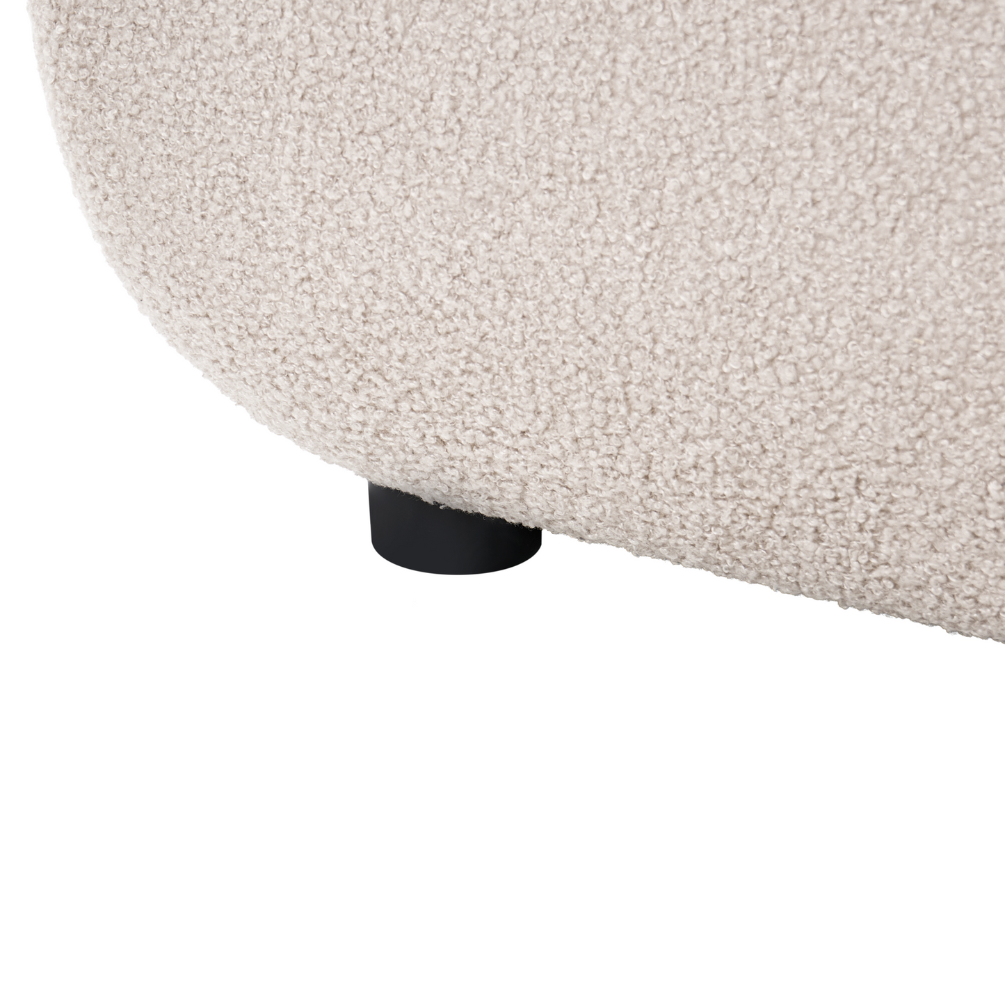 Beige Boucle Ottoman Square Footstool Mid Century Modern