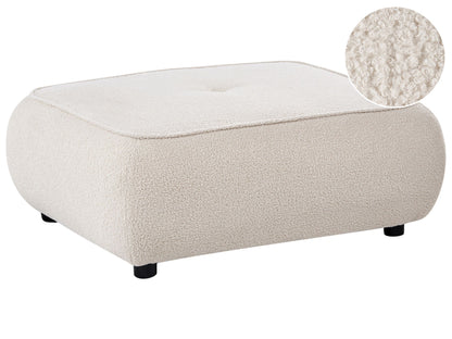 Ottoman Boucle Square Footstool Off-White Mid-Century