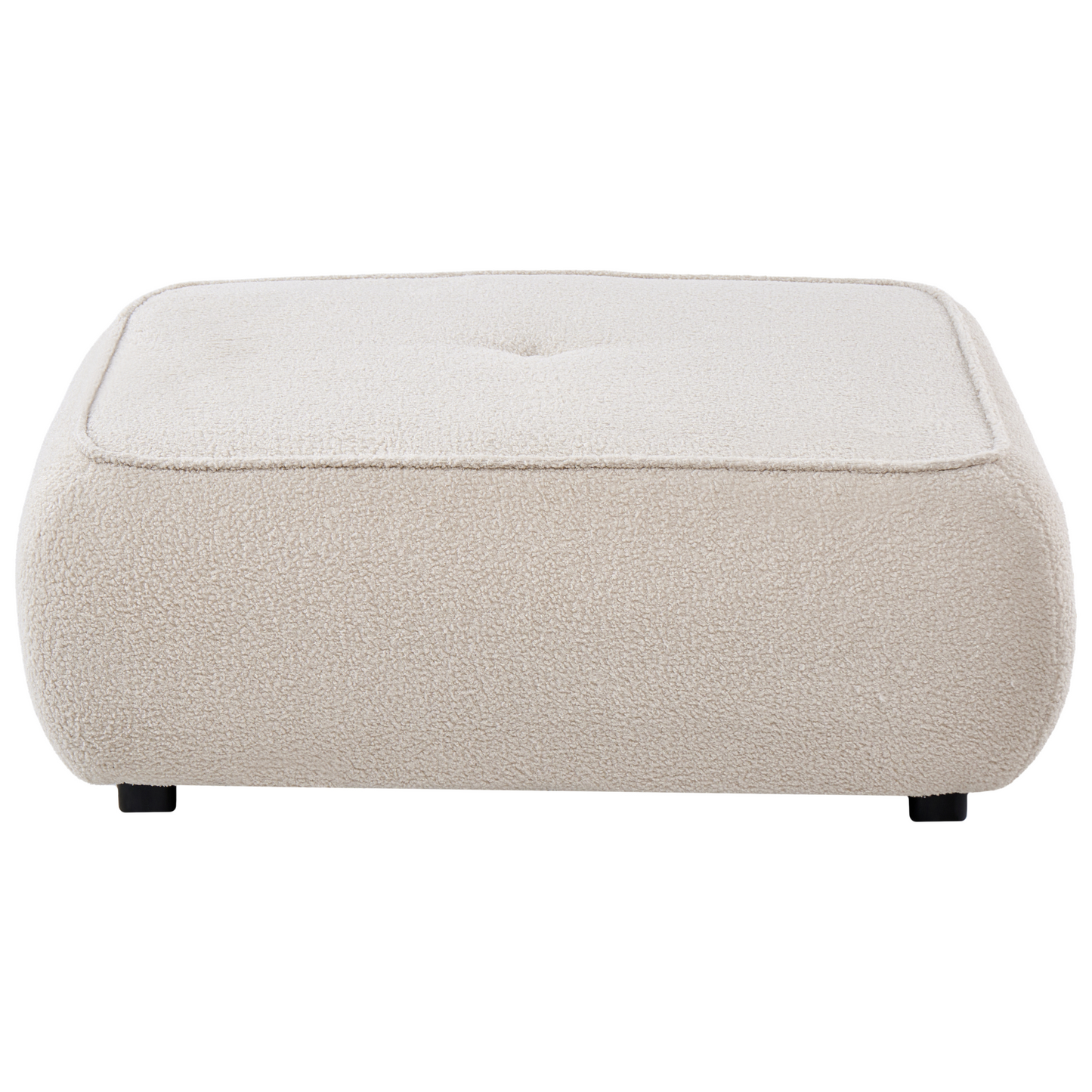 Ottoman Boucle Square Footstool Off-White Mid-Century