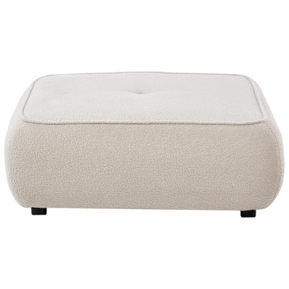 Ottoman Boucle Square Footstool Off-White Mid-Century