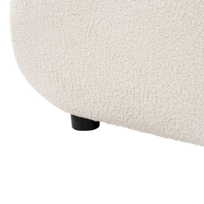 Ottoman Boucle Square Footstool Off-White Mid-Century