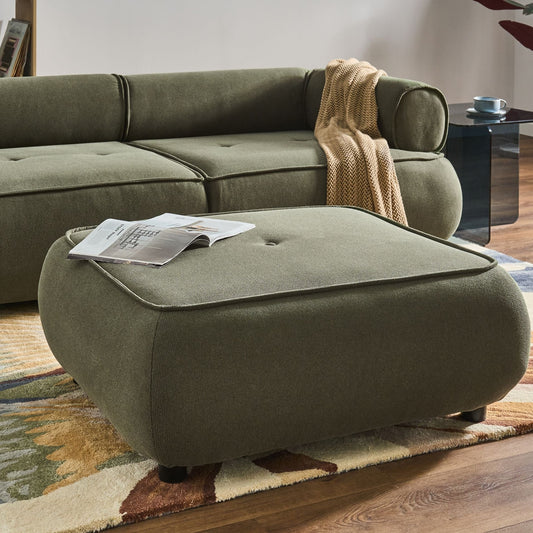 Green Ottoman Square Footstool Water Repellent Upholstery