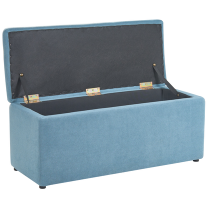 Home Blue Storage Ottoman 100 x 42 x 40cm Water Repellent Fabric