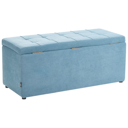 Home Blue Storage Ottoman 100 x 42 x 40cm Water Repellent Fabric