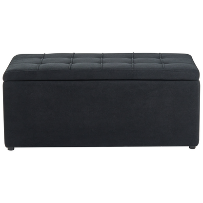 Storage Ottoman Black 100 x 42 x 40cm Polyester Footstool