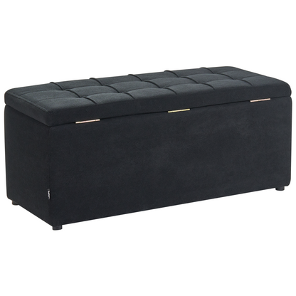 Storage Ottoman Black 100 x 42 x 40cm Polyester Footstool