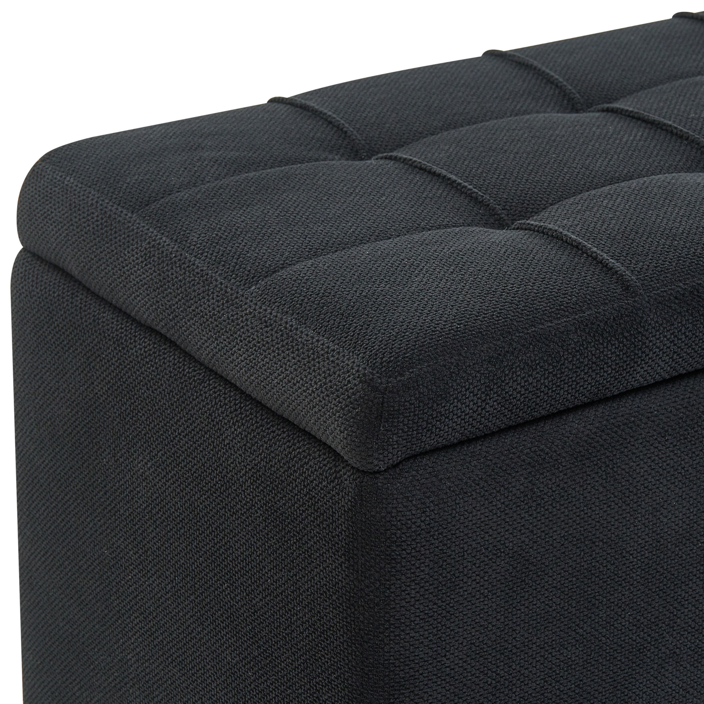 Storage Ottoman Black 100 x 42 x 40cm Polyester Footstool