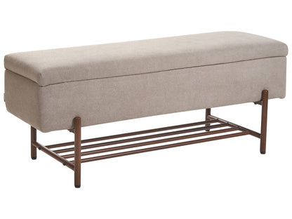 Taupe Water-Repellent Storage Bench Lift Top Metal Legs