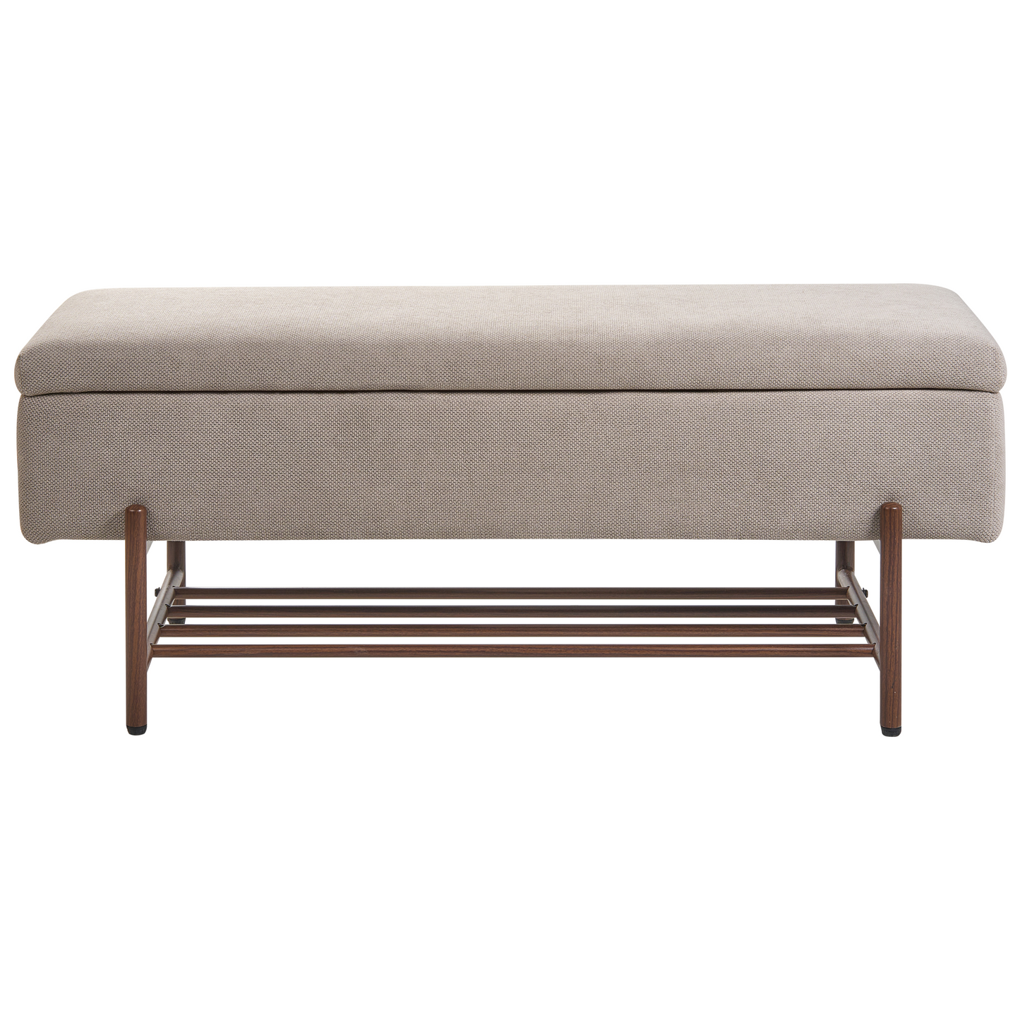 Taupe Water-Repellent Storage Bench Lift Top Metal Legs