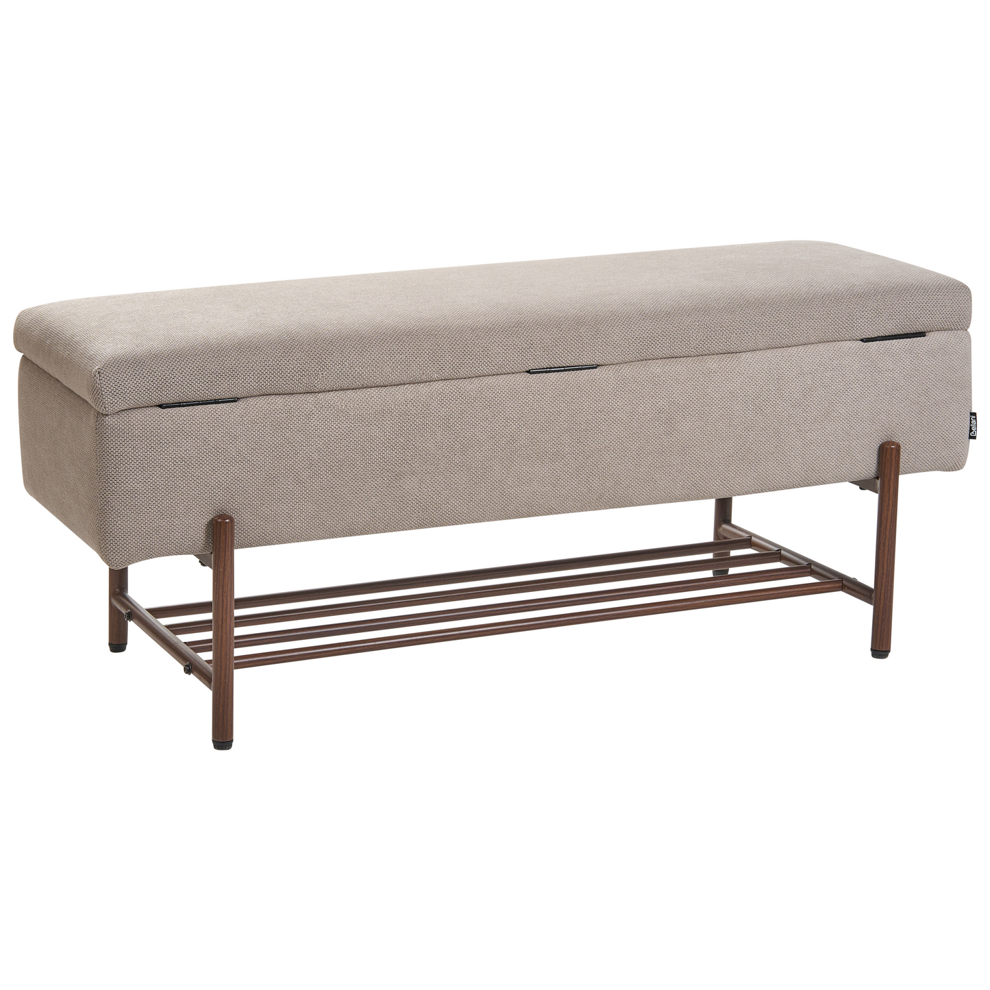 Taupe Water-Repellent Storage Bench Lift Top Metal Legs