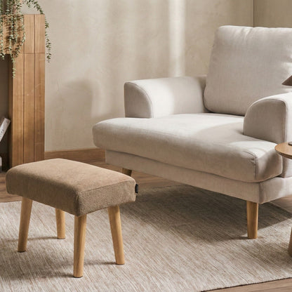 Nordic Living Footstool Brown Polyester Water Repellent Oak Legs