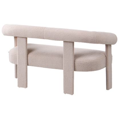 Sofa Set Light Beige Boucle 2 Seater Armchair Retro Design