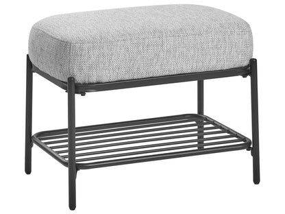 Shoe Bench Grey Fabric Upholstered Hallway Bench With Shelf