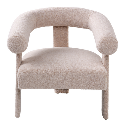 Sofa Set Light Beige Boucle 2 Seater Armchair Retro Design