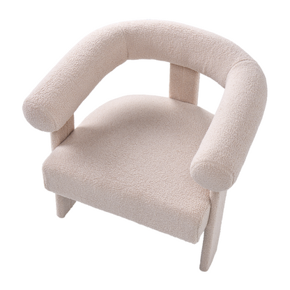 Sofa Set Light Beige Boucle 2 Seater Armchair Retro Design