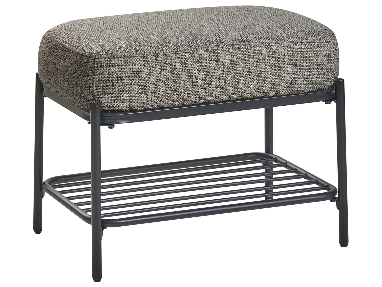 Shoe Bench Black Fabric Upholstered Hallway Seat With Shelf