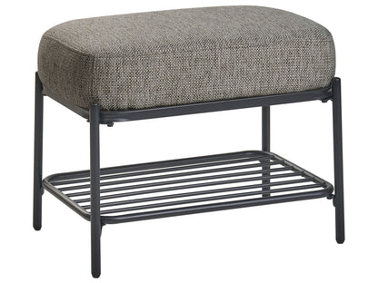 Shoe Bench Black Fabric Upholstered Hallway Seat With Shelf