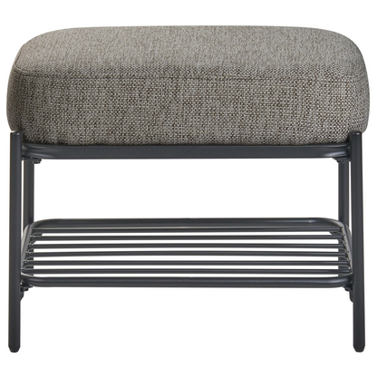 Shoe Bench Black Fabric Upholstered Hallway Seat With Shelf