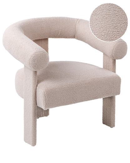 Aura Home Armchair Light Beige Boucle Upholstery Retro Design