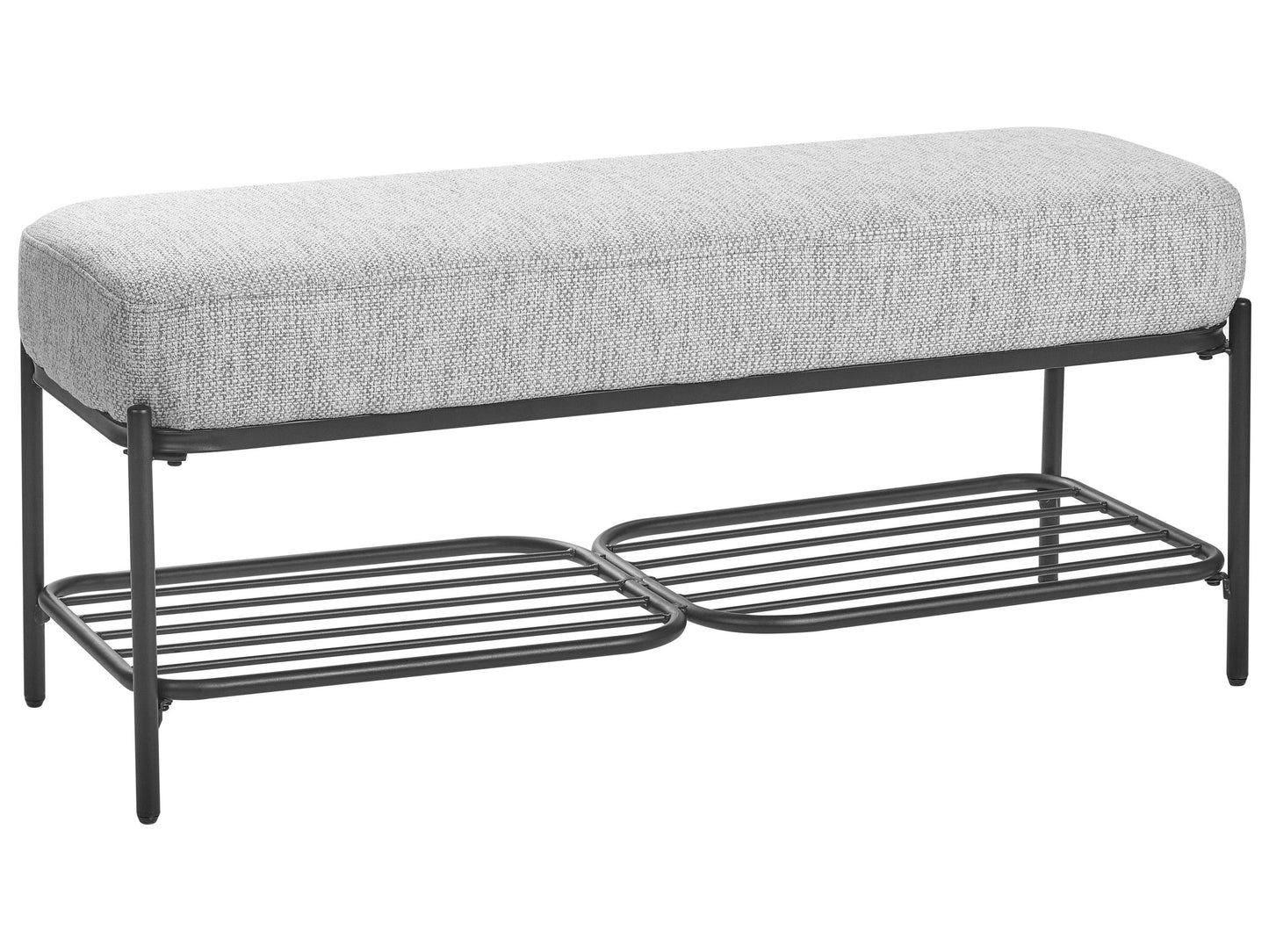 Grey Fabric Upholstered Shoe Bench With Shelf 100 x 36cm