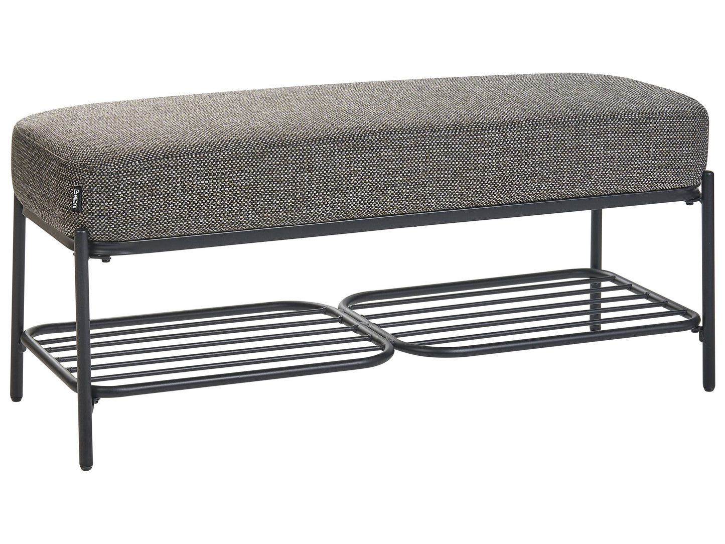 Shoe Bench Black Fabric Upholstered 100 x 36cm With Shelf