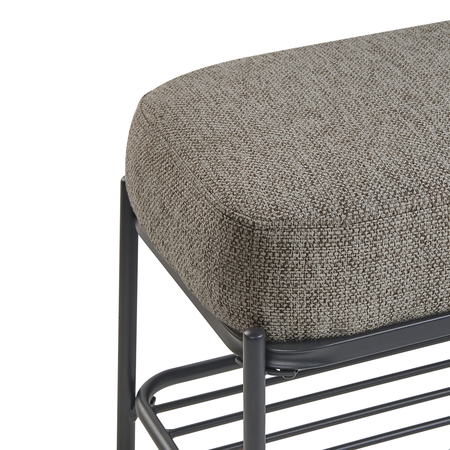 Shoe Bench Black Fabric Upholstered 100 x 36cm With Shelf