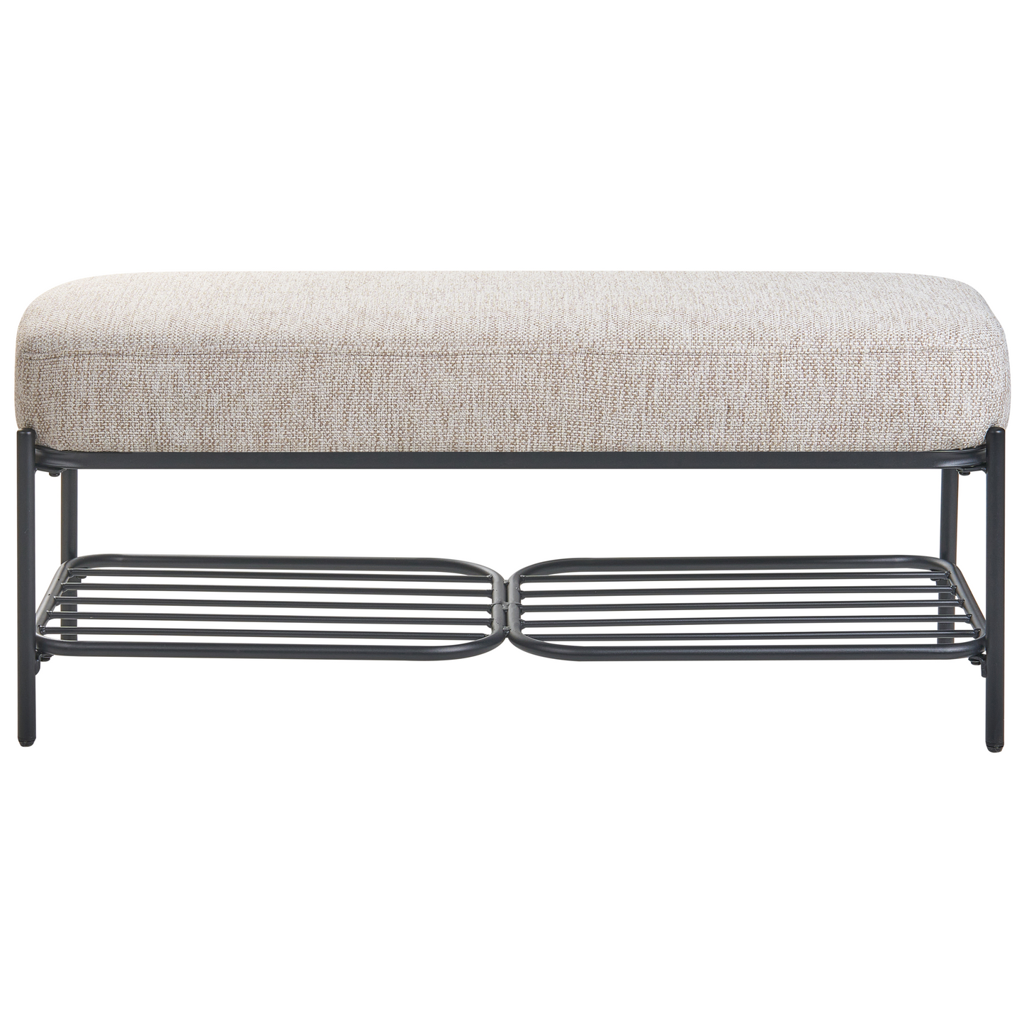 Beige Fabric Shoe Bench 100 x 36cm With Padded Seat