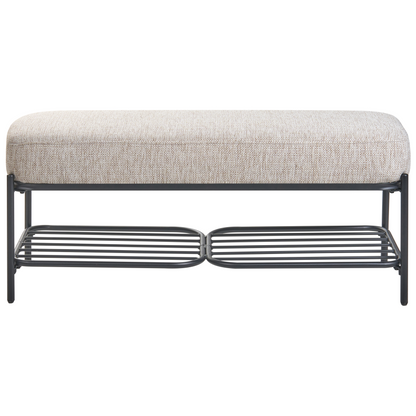Beige Fabric Shoe Bench 100 x 36cm With Padded Seat