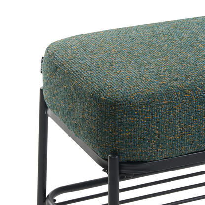 Shoe Bench Multicolour Fabric Upholstered With Shelf