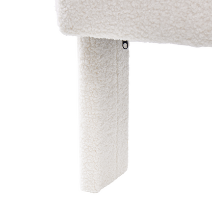Armchair Light Off White Boucle Upholstery Retro Design With Rubberwood Legs For Living Room