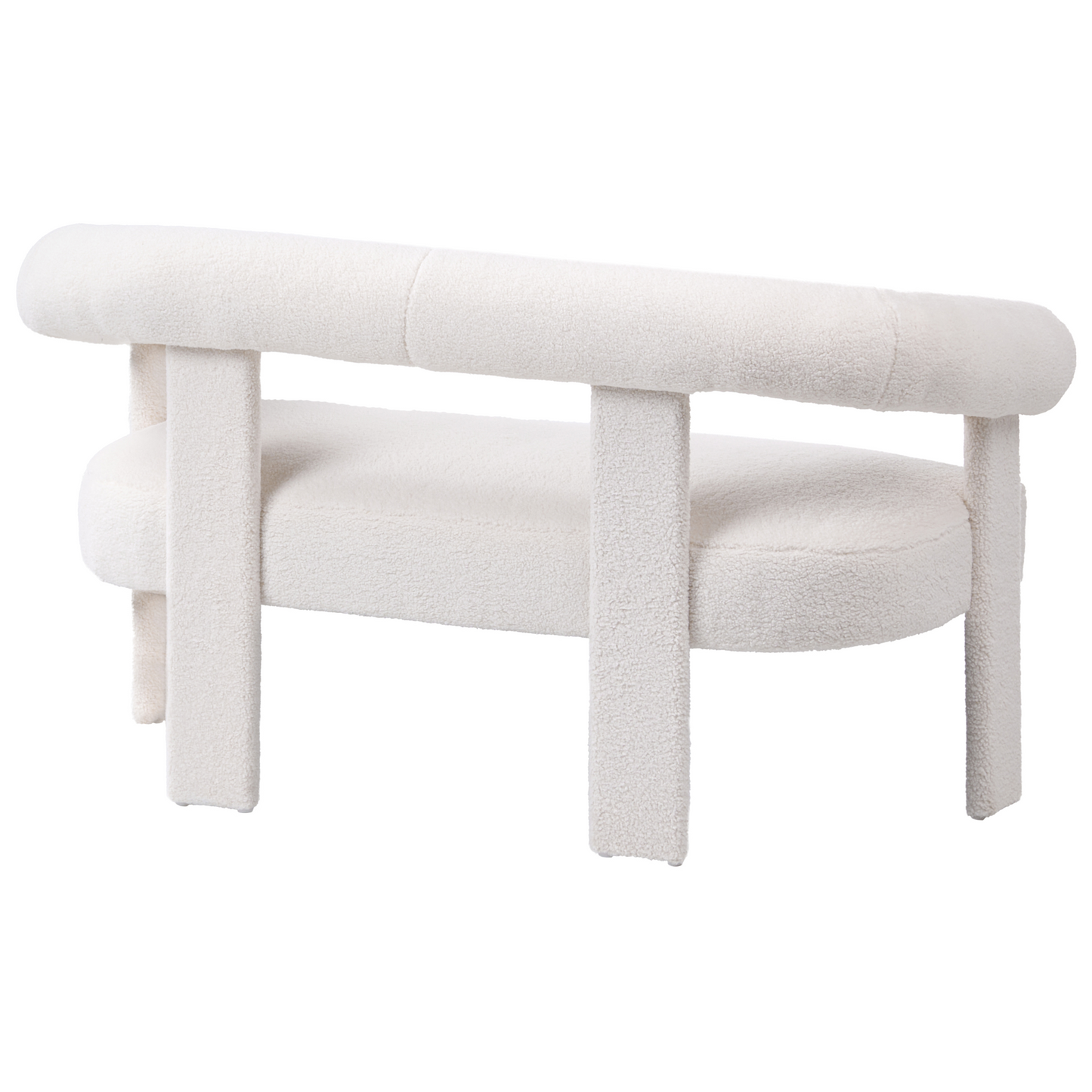 Retro Boucle Sofa Set 2 Seater Armchair Off White