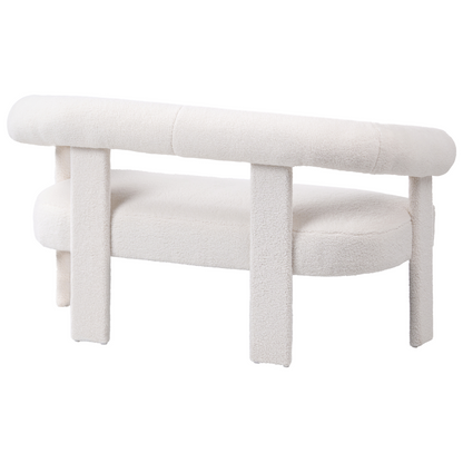 Retro Boucle Sofa Set 2 Seater Armchair Off White