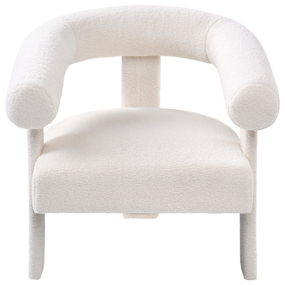 Retro Boucle Sofa Set 2 Seater Armchair Off White