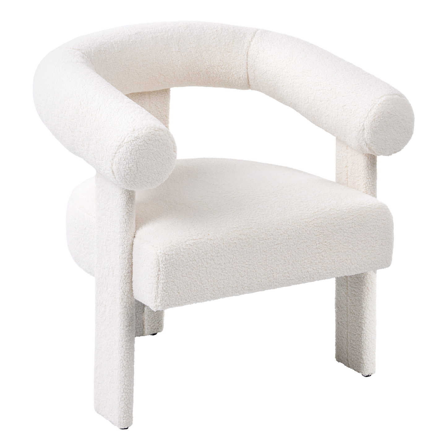 Retro Boucle Sofa Set 2 Seater Armchair Off White