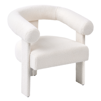 Retro Boucle Sofa Set 2 Seater Armchair Off White