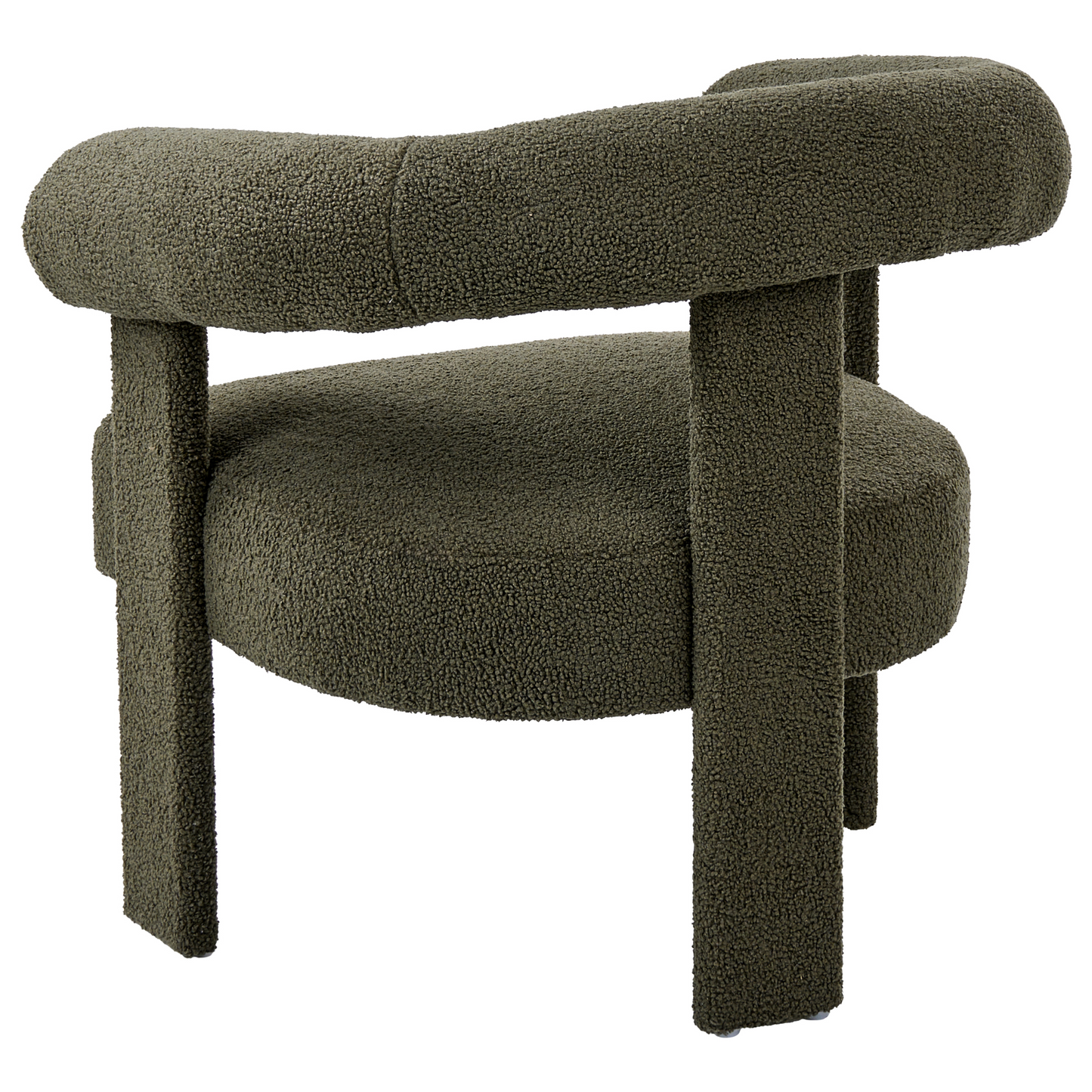 Armchair Green Boucle Retro Design With Rubberwood Legs