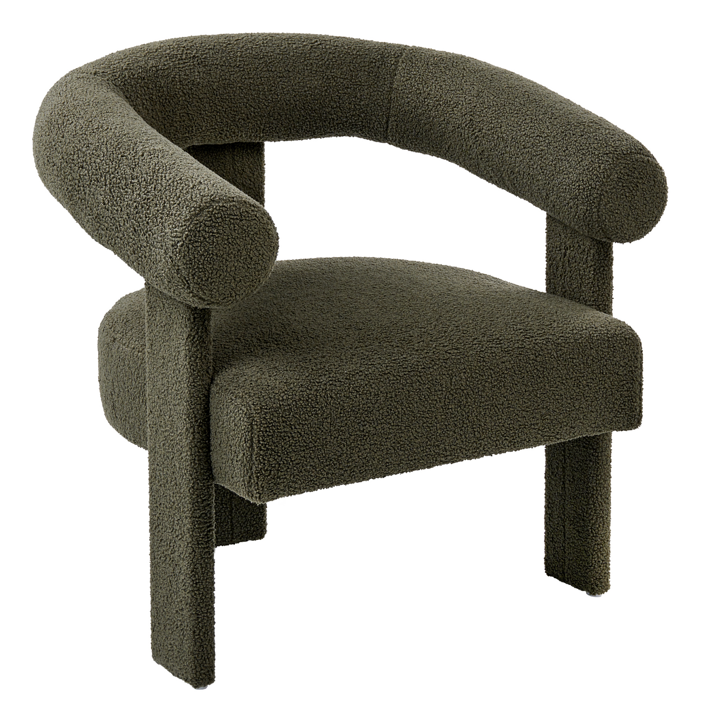 Upholstered Green Boucle Retro 2 Seater Sofa Set Armchair