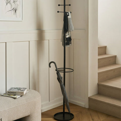 Coat Rack Black Steel 180cm Freestanding Umbrella Stand