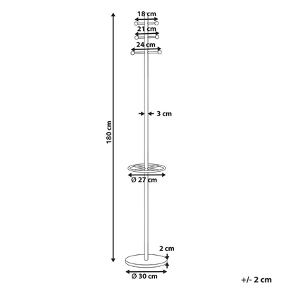 Coat Rack Black Steel 180cm Freestanding Umbrella Stand